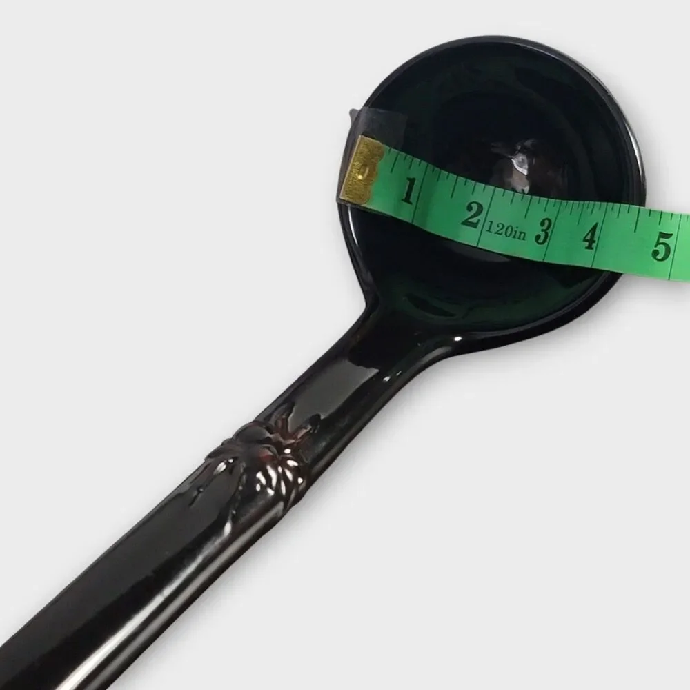 Vintage Ceramic Long Soup Tureen Ladle Black Glazed 12 Inches